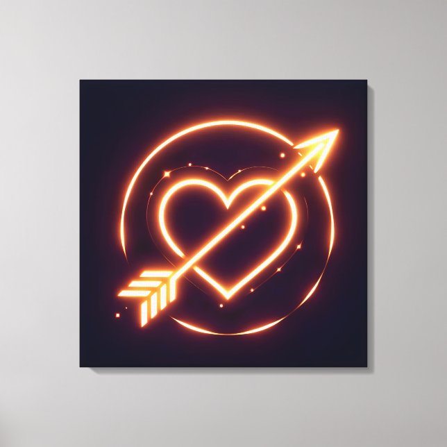 Impressão Em Tela glowing image of a heart with cupid's arrow (Frente)