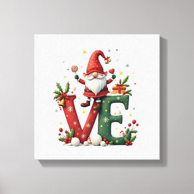 Impressão Em Tela Gnome de Natal do AMOR (Frente)