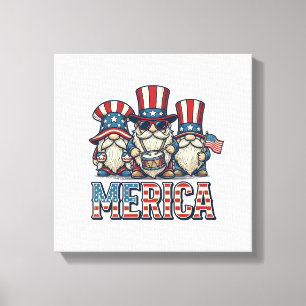 Impressão Em Tela Gnome Patriótico Merica Design Vetorial Vintage_1