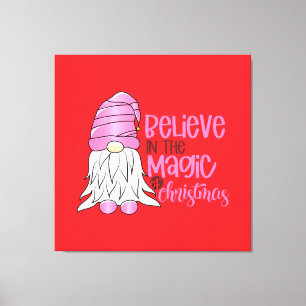 Impressão Em Tela Gnome Rosa Festivo Natal - vermelho