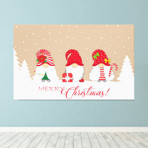 Impressão Em Tela Gnomos Feliz Natal