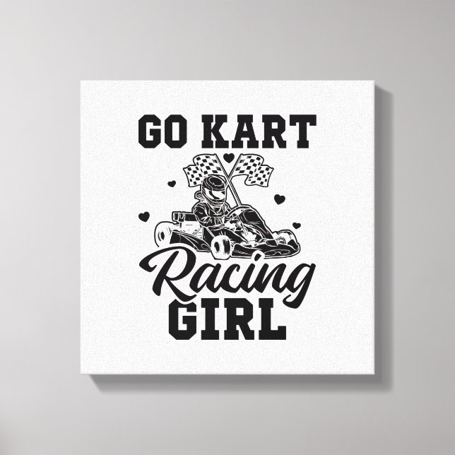 Impressão Em Tela Go Kart Racing Girl | Ideia Ir-Kart Driver Gift (Frente)