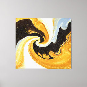 Impressão Em Tela Golden Celestial Swirl Abstract Liquid Marble Art