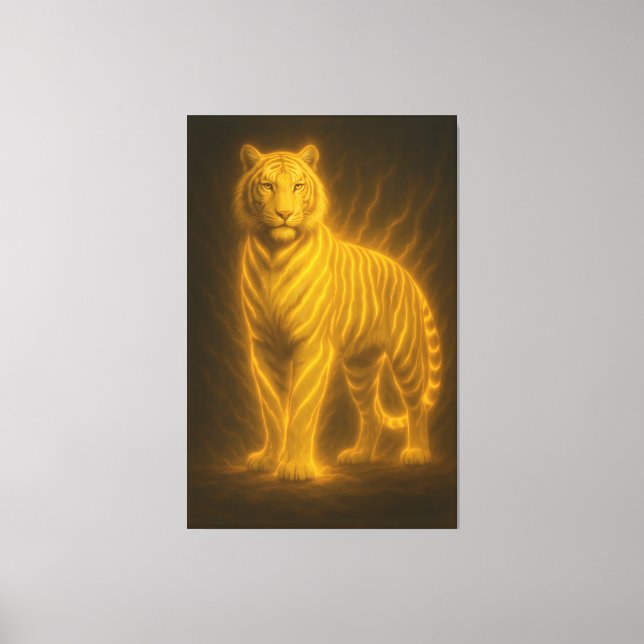 Impressão Em Tela Golden Flame Tiger – Fantasy Art Painting (Frente)