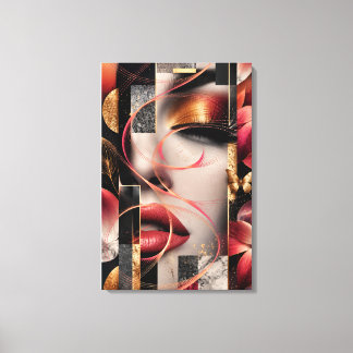 Impressão Em Tela Golden Glamour Woman Collage Art