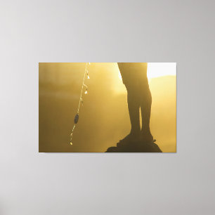 Impressão Em Tela Golden Hour Fishing Silhouette at Rio Vermelho