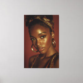 Impressão Em Tela Golden Hour Melanin Beauty Headwrap Portrait