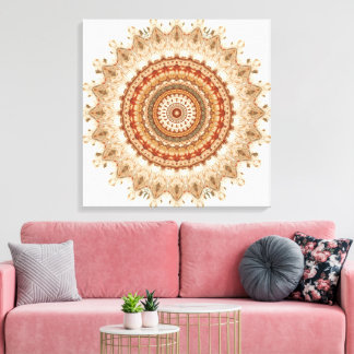 Impressão Em Tela Golden Mandala – Boho Spiritual Geometry Wall Art