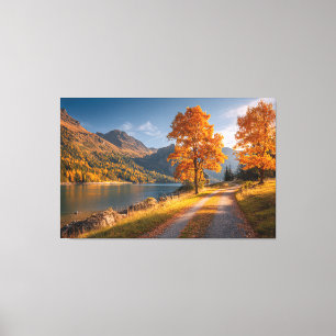 Impressão Em Tela Golden Path: Autumn Majesty by the Lake