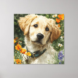 Impressão Em Tela Golden Puppy Portrait