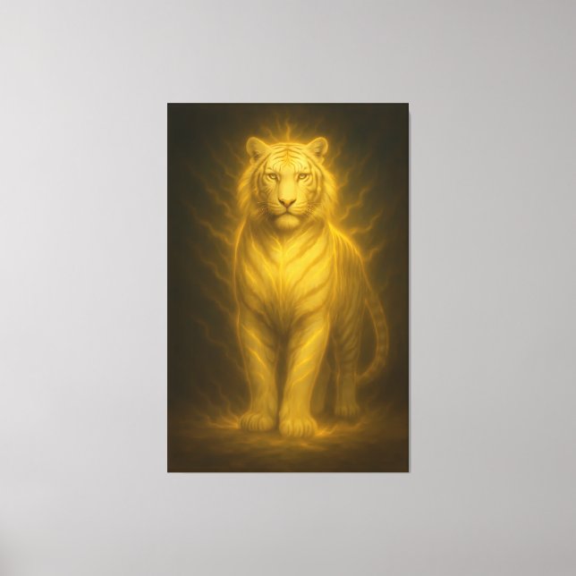 Impressão Em Tela Golden Radiance White Tiger – Premium Fantasy Art (Frente)
