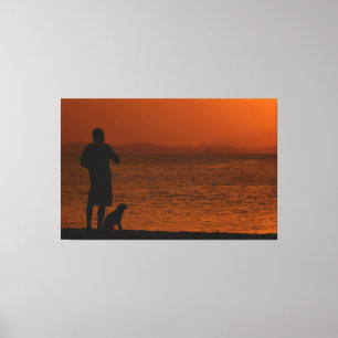 Impressão Em Tela Golden Silhouette of Friendship at Ribeira Beach S