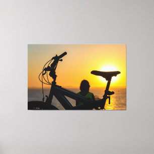 Impressão Em Tela Golden Sunset Bicycle Silhouette