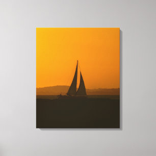 Impressão Em Tela Golden Sunset Sailboat Silhouette Fine Art Print