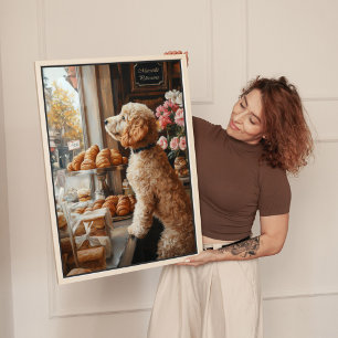 Impressão Em Tela Goldendoodle na Arte de Padaria Francesa