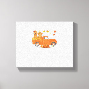 Impressão Em Tela Goldendoodle Pumpkin Caminhão Cai Folha de Graças