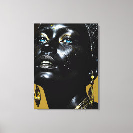 Impressão Em Tela Goldene Eleganz: Schwarze Schönheit mit Schmuck