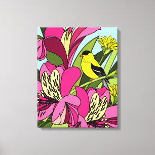 Impressão Em Tela Goldfinch No Jardim