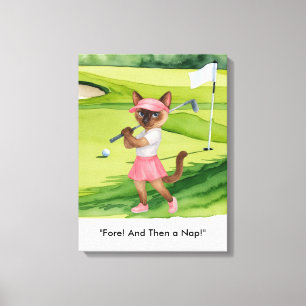 Impressão Em Tela Golfista está no green para amantes de gato siamês