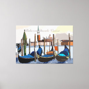 Impressão Em Tela Gondolas venezianas em Palazzo Ducale Veneza