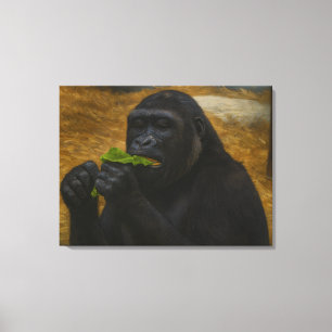 Impressão Em Tela Gorilla Grace - Retrato Realista da Vida Selvagem