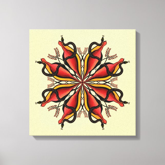 Impressão Em Tela Gótico Cobra Estilo de Tatuagem da Flor (Frente)