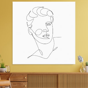 Impressão Em Tela Graça na Linha – Retrato Masculino Minimalista