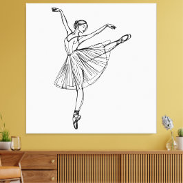 Impressão Em Tela Grace em Movimento - Ballerina Line Art