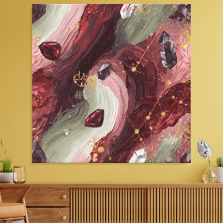 Impressão Em Tela Grade de Cristal Sage — Edição Garnet