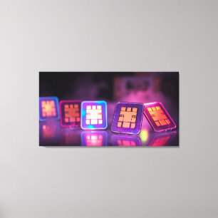 Impressão Em Tela Grade de SIM Neon