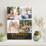 Impressão Em Tela Graduação 4 Colagem de Grade de Foto Preta e Doura<br><div class="desc">Tela de desenho para personalizar para seu formando. O modelo de foto é configurado para você adicionar suas fotos favoritas dos anos de estudo. Suas fotos são exibidas no formato quadrado / instagram em uma colagem de fotos de estilo simples em grade. "Formando" é escrito à mão em brilho dourado...</div>