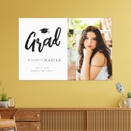 Impressão Em Tela Graduação de Foto com Letra de Escova Moderna Grad