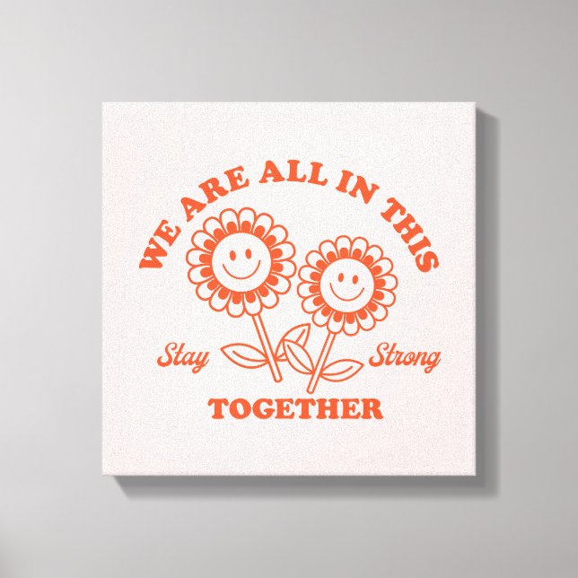 Impressão Em Tela Gráfico da Flor Retro Feliz (Frente)