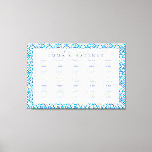 Impressão Em Tela Gráfico de Assentos do Casamento com Azulejos Azui