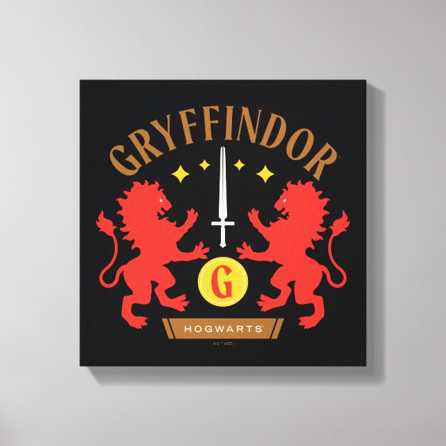 Impressão Em Tela Gráfico de Espada de Leão Duplo GRYFFINDOR™ House (Frente)