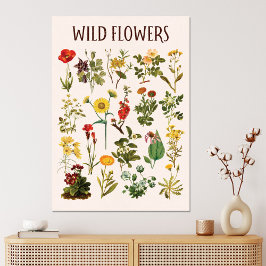 Impressão Em Tela Gráfico de Flores Silvestres Antigas