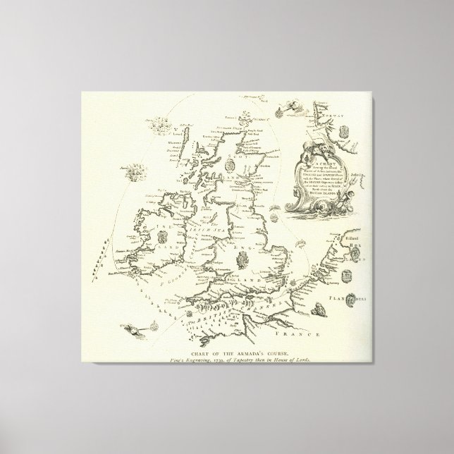 Impressão Em Tela Gráfico do curso da Armada Espanhola (Frente)