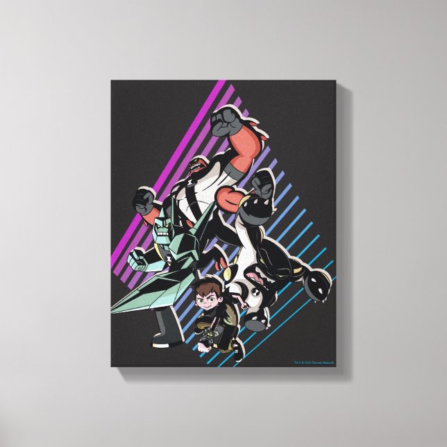 Impressão Em Tela Gráfico do Grupo de Alienígenas Retroativo Ben 10 (Frente)