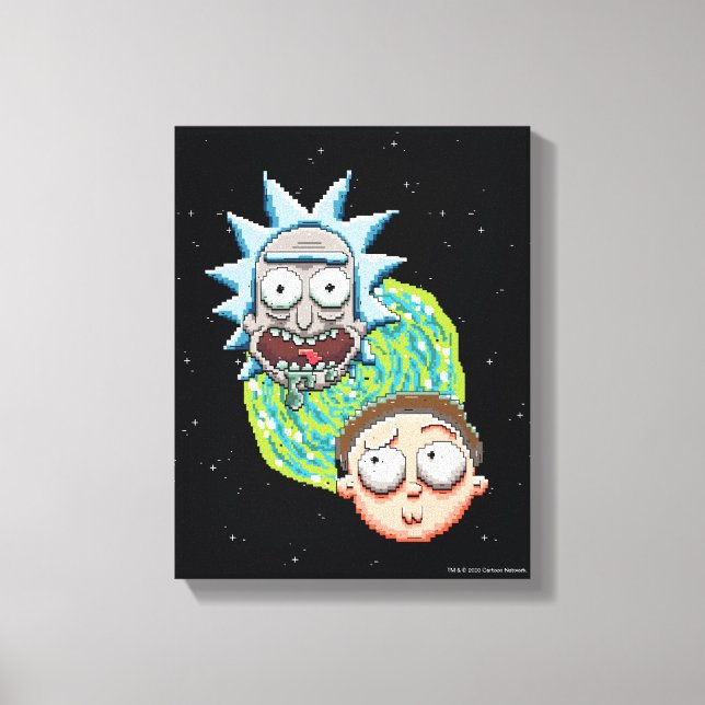 Impressão Em Tela Gráfico do Rick Pixelverse e do Portal Morty (Frente)