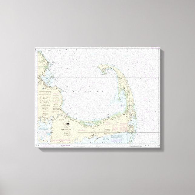 Impressão Em Tela Gráfico náutico da Baía de Cabo Cod 13246 (Frente)