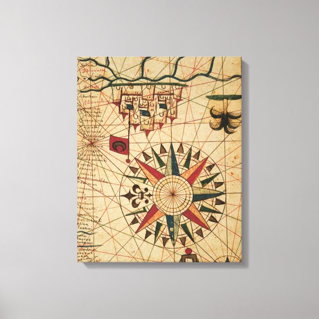 Impressão Em Tela Gráfico Portolan | Mapa do Cairo, Egito (Frente)