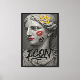 Impressão Em Tela Grafite Deusa Icônica Bust com Lipstick