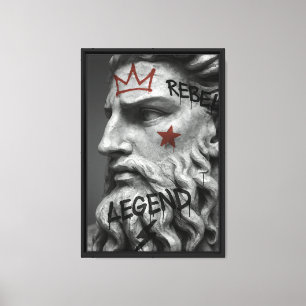 Impressão Em Tela Grafite Rebel King Bust com Coroa