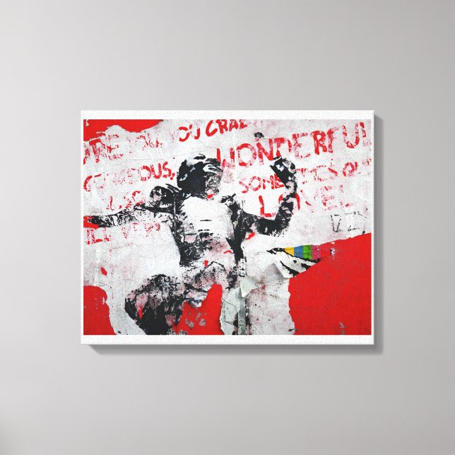 Impressão Em Tela Grafite vermelho e branco desbotado com lápis afri (Frente)