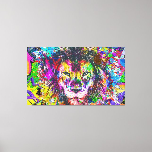 Impressão Em Tela Grafitti Lion (Frente)