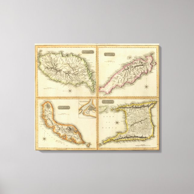 Impressão Em Tela Granada, Tobago, Trinidade, Curaçao (Frente)