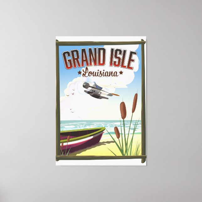 Impressão Em Tela Grand Isle, Poster de viagens da Louisiana (Frente)