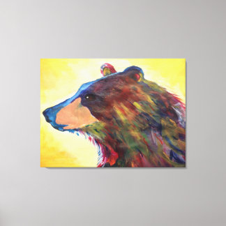 Impressão Em Tela Grande Arte de Urso Abstrato Colorida