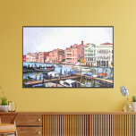 Impressão Em Tela Grande Canal de Veneza<br><div class="desc">Esta bela tela mostra uma pintura impressionista de barcos estacionados pelas costas do famoso Grande Canal,  flutuando pacificamente em "A Cidade Mais Romântica do Mundo" - Veneza,  Itália.</div>
