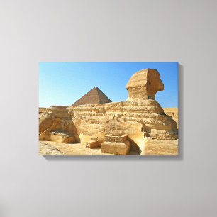 Impressão Em Tela Grande Esfinge de Gizé com pirâmide de Khafre - Eg